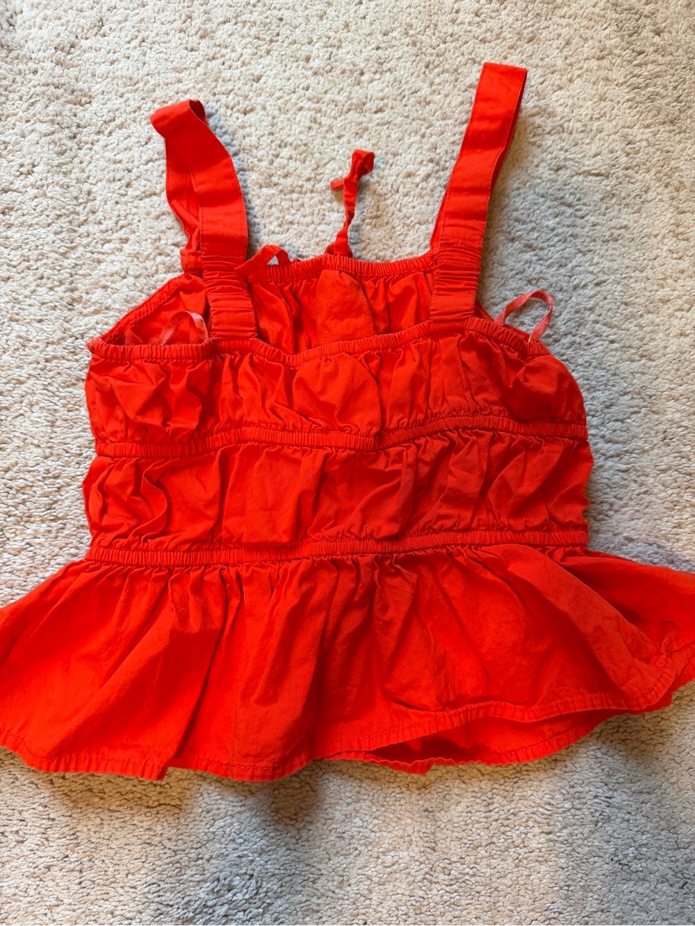 Bright Red Ruffled Tank Top